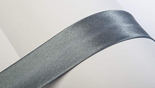 Jajasio Schrägband, 10m, Atlas (Satin), 25mm, gefalzt 18 ? grau, Textilband, Einfassband in 40 Farben