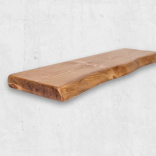 Chill House Waney/Live Edge Rustikal Wandregal 22x4.4cm, Walnuss, 70cm