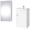 Planetmöbel Badmöbel Set Waschtisch mit Unterschrank 45 x 60 x 33 cm mit Spiegelschrank 40 cm für Badezimmer, Gäste WC & Bad, Weiß