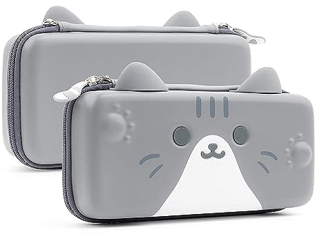 GeekShare Custodia per Nintendo Switch/Switch OLED, con orecchie di gatto, custodia da viaggio rigida e sottile, adatta per console Switch OLED e accessori
