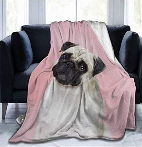 Morbuy Kuscheldecke für Mädchen Decke, Sofa Weiche Flanelldecke Warm Sofadecke Wohndecke Kuscheldecke Mikrofaser für Bettüberwurf Tagesdecke (150x220cm,Mops)