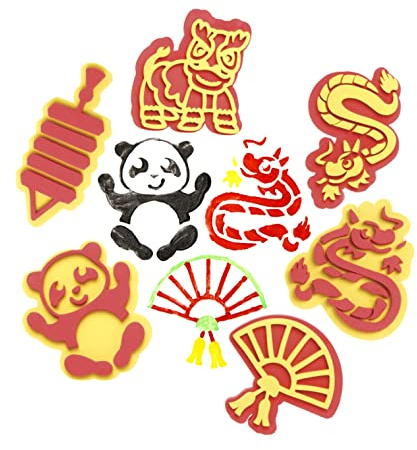 Baker Ross Schaumstoffstempel, Motiv: Chinesisches Neujahr, 10 Stück, Bastelset zum chinesischen Neujahr, Basteln für Kinder (AX860)