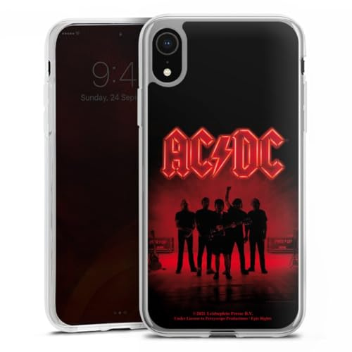 Silikon Hülle kompatibel mit Apple iPhone Xr Case transparent Handyhülle ACDC Offizielles Lizenzprodukt Band