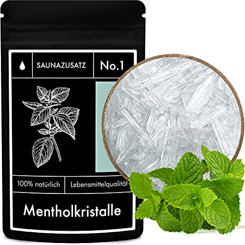 tek.vital Mentholkristalle Sauna Zusatz No. 1 – Sauna Menthol Kristalle in Lebensmittelqualität – Sauna Salz zu 100% aus natürlicher japanischer Minze – 100g Saunakristalle für bis zu 60 Saunagänge