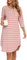 Vlazom Camicia da Notte Cotone,Camicia da Notte Donna a Righe Manica 3/4 con Tasche Camicia Notte Lunga Fino Ginocchio a Maniche Lunghe Donna,XXL,Rosa
