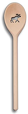 5x HOFMEISTER® Kochutensilien Löffel oder Pfannenwender mit Motiv aus Holz (Ovaler Kochlöffel/Elch)