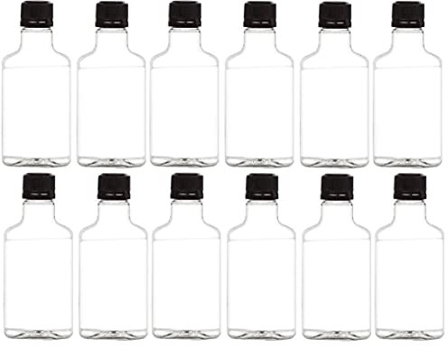 Nakpunar 12 botellas de plástico de 200 ml con tapa a prueba de manipulaciones (12 unidades, plástico de 200 ml, negro)