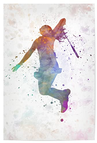 artboxONE Poster 30x20 cm Sport Badminton in Watercolor Woman hochwertiger Design Kunstdruck - Bild Sport Ball Color