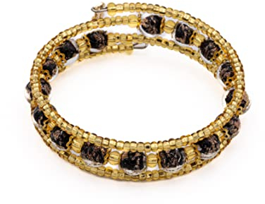 Sospiri Venezia Bracelet Femme composé de 7 Perles en Verre Diamètre 8 mm Bracelet en Verre de Murano Original Bijou Idée Cadeau Made In Italy Certifié (Bleu)