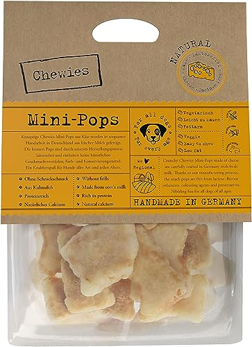 Chewies Mini-Pops Käse Leckerli für Ihren Hund - Knusper Käse-Snack Leckereien für Hunde - laktosefreie, kalorienarme Hundeleckerli getreidefrei aus Kuh-Milch, made in Germany (35g)