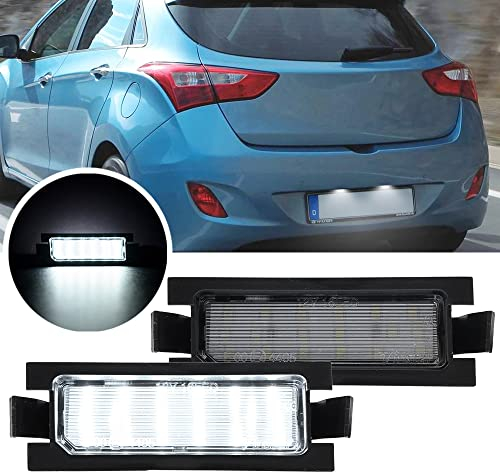 NSLUMO 2pcs LED Kennzeichenbeleuchtung Kompatibel mit Hyundai I30 Nur GD Nicht Kombi 2012-up Für Kia Ceed ab 2012-up LED Tag Lampen