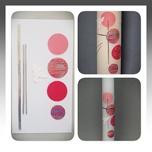 Silkes-Kerzenladen BASTEL-SET für Kommunionkerzen und Taufkerzen komplettes Motiv + Beschriftung ! MS 04