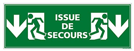 Signalétique.biz France Panneau Issue Secours Flèches vers le Bas, Adhésif PVC, Alu210 x 75 mm