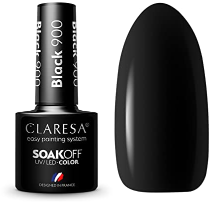 Claresa UV LED Nagellack Collection Hybrid Maniküre Soak Off Nail Polish, Farbe Black, Nr 900, 5ml