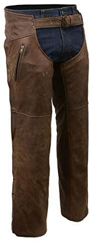 Milwaukee Leather Herren MLM5518 Vintage Crazy Horse Brown Slash Pockets Leather Chaps, braun, Large