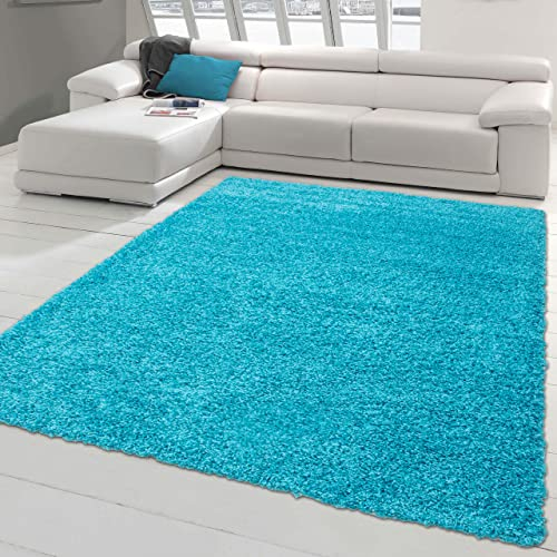 Teppich-Traum Flauschiger Shaggy Teppich | pflegeleicht & unempfindlich | in türkis, Größe 120x170 cm