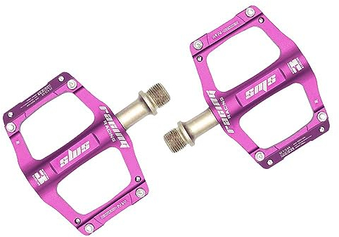 CMUNDLJQ 9/16 pollici, ultra leggero, in alluminio, per trekking, bici da corsa, mountain bike, BMX, pedali antiscivolo, 013 m (rosa-viola)