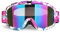 Occhiali da motocross per adulti e moto da cross, unisex, protezione UV, antigraffio, antipolvere (montatura rosa + lenti colorate)