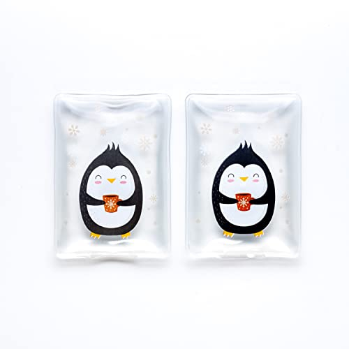 schöne Handwärmer I Wiederverwendbare Taschenwärmer I tolle Muster I Verschiedene Designs (2er Set Pinguin)