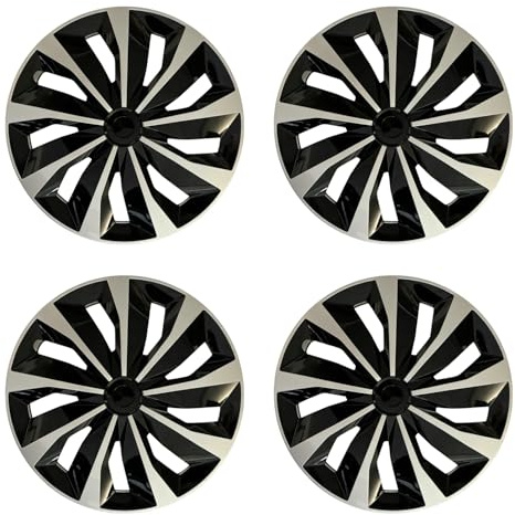 Hubcap Wheel Covers Replacement Size R15 Hub Caps Universal-Fit Steel Wheel Rims Cover ABS Tire Cap for Most Cars Trucks Sedans SUV -Set of 4（15-inch，Silver-Black）