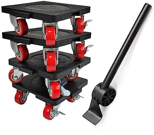 Möbelheber und Möbelroller, Möbel Transportroller Set,Stück Möbel Gleitsystem mit Lastenheber, Möbelheber und Transportrollen für Schwere Möbel,360 Grad drehbar Rads und mit 4 Schiebern und Crowbar.