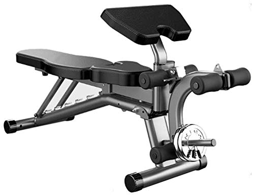 Fitness-All-in-One-Hantel-/Langhantel-Hantelbank – mit Langhantelständer, Beinbeuger und abnehmbarem Bizeps-Curl-Preacher-Pad – für Heimfitness und Training