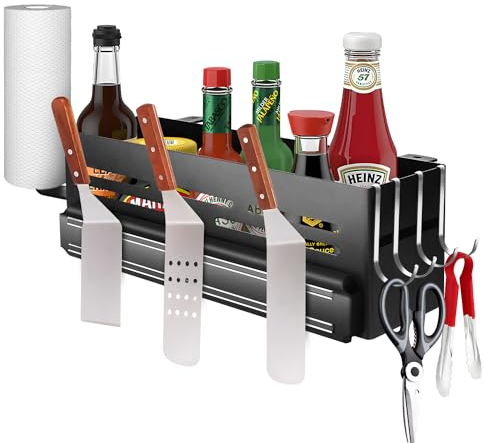 Grill-Caddy für Blackstone 71,1 cm/91,4 cm Grillplatte, Grillzubehör, Halter mit Magnetstreifen und Papierhandtuchhalter, platzsparender Aufbewahrungsbehälter für Grill