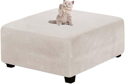 Yekuhe Ottomane Schonbezug Quadratische Stretch Hocker Bezug Samt Hocker Bezug für Ottomane Quadratisch Überzug Hockerbezug Quadratische Ottomane Abdeckungen(A4,100x100cm/40x40in)