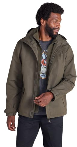 Mountain Warehouse Fell Wasserabweisende 3 in 1 Herrenjacke | Verstellbare Winterjacke mit verstaubarer Kapuze, abnehmbarem Fleecefutter & vielen Taschen – ideal für Wandern & Winter