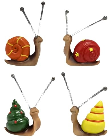 Xevinas 4pcs Gartendeko Schnecken Gartenfiguren & Gartenstatuen für Draußen Wetterfest, Garten Töpfe Dekoration Harz Ornament, Geschenke für Mama Frauen Geburtstagsgeschenk Balkon Deko (D-Schnecken)