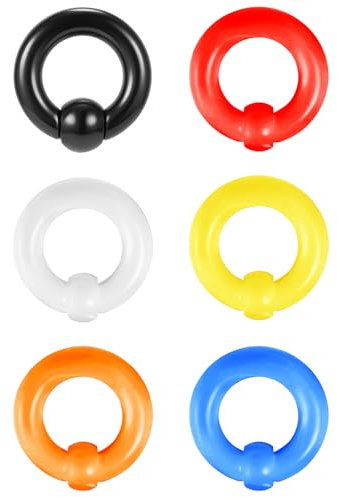 ZS 6 Stück Captive Bead Rings Spring Action BCR Kugelringe, 0G 2G 4G 6G 8G 12G PA Ring, Acryl Nasen Septum Ringe Pierced Körperschmuck für Männer Frauen (0g(8mm))