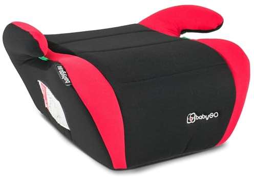 babyGO Sitzerhöhung Booster nach neuer I-Size Norm - Kindersitzerhöhung - Kindersitz/Autositz für Kinder (125-150 cm) Rot