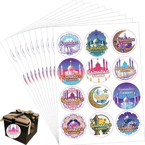 Lpitoy Ramadan -Aufkleber 120 Pcs Eid Mubarak Aufkleber Muslim Geschenktüten Siegelaufkleber Etiketten Ramadan Partyzubehör