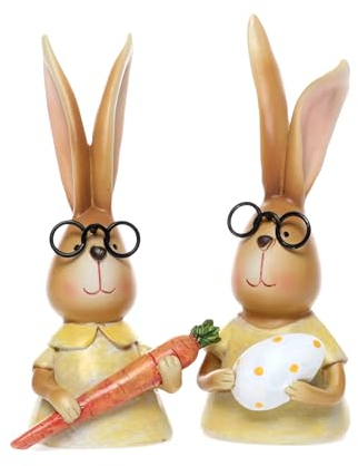 dio only for you 2er Set Hase mit Brille | Hasen Büste Möhre Ei Osterhase Osterdeko | 14,5x7,5 cm