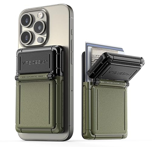 VRS Design MagSquare Magnetischer Kartenhalter für Magsafe, kompatibel mit iPhone 15, 14, 13 & 12 Serie (Schwarz/Grün)