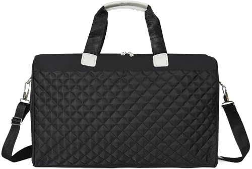 Valleycomfy Sporttasche Reisetasche Damen Groß Reisetasche Damen Nassfach Travel Duffle Bag Yoga Tanzen Duffle Bag für Flugzeug Reise Gym Camping(Schwarz)