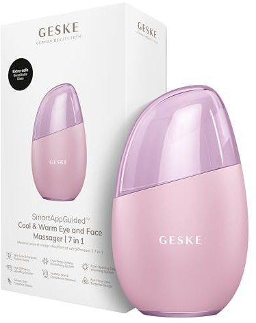 GESKE Cool & Warm Eye & Face Massager | 7 in 1 Massagegerät | SmartAppGuided™ | Massagegerät für Gesicht & Augen | Batterielose Wärme Kühltechnologie | Gegen Augenringe & Tränensäcke