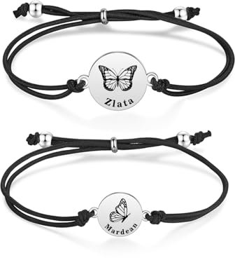 Dailygems Mutter Tochter Armbänder mit Gravur Personalisierte 2PCS Armbänder Geschenk für Freunde/Schwester/Mutter Tochter Verstellbares Armband (# 4)