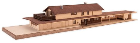 NOCH Bahnhof „Bergün“, Modellbau-Set, 33,7 x 7 cm mit Laser-Cut-Technik für Spur N, idealer Modellbahnbau