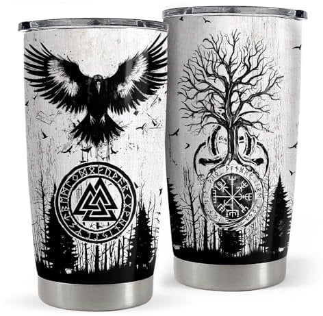 Viking Tumbler 20oz Stainless Steel Insulated Coffee Travel Mug Cup Viking Gifts for Men Husband Dad on Birthday Christmas Fathers Day