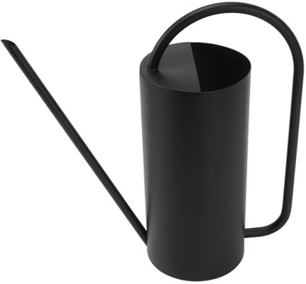 Hominas Gießkanne Schwarz Edelstahl, 1500 Ml Gießkanne Zimmerpflanzen Langer Auslauf Gießkessel Blumengießkanne für Pflanzen Innen und Außen