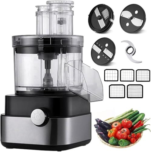 LIJBDDM 5 in 1 Commercial Vegetable Cutter, Commercial Food Processor, 600W Electric Vegetable and Fruit Dicer, Slicer, Shredder, Ring Cutter, Multi-function Meat Grinder Blender