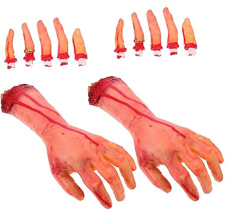 FOYTOKI Realistic Severed Fake Hand Finger Toy for Halloween Haunted House Decorations Bloody Simulation Props