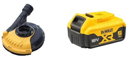 DEWALT DWE46150-XJ Polishing Housing with Suction - for DEWALT 115-125 mm Grinder - Tool-Free Attachment - Compatible with AIRLOCK System, Black + DEWALT Battery