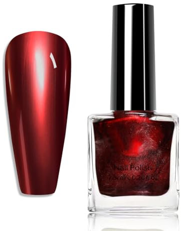 Chrome Quick Dry Mirror Effect Nail Art Polish - Silver Plating, No UV Needed - Metallic Nail Polish Set for Women (Red)