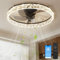 NIORSUN 50CM LED Ceiling Fan with Lights and Remote, Dimmable Low Profile Ceiling Fan, Flush Mount Ceiling Fan, Stepless Color Temperature Change and 6 Speeds（Black）