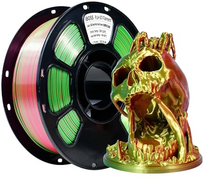 iBOSS Silk PLA+Filament 1,75mm Tricolor 1kg 3D Drucker Filament,Mehrfarbiges Filament mit hochglänzender Oberfläche,Maßgenauigkeit±0,02 mm,Rosarot-Gold-Grün