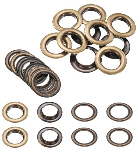 sourcing map Lot de 10 œillets en laiton de 30 mm avec rondelles pour tissu, rideaux, bâches, ceinture en cuir, chaussures, sacs, bricolage, marron