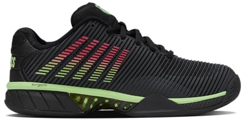 K-Swiss Herren Hypercourt Express 2 Tennis Shoe, Black/Soft Neon Green/Neon Lava, 42.5 EU