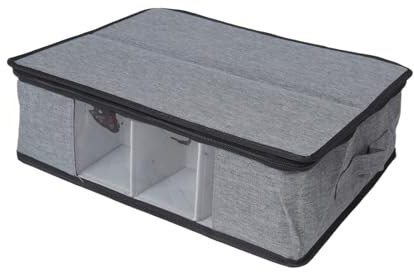 Fuhjythy Mug and Cup Storage Box, Coffee Mug Organizer Tea Cup Storage Container, Glass Mug Storage Chest Case with Dividers